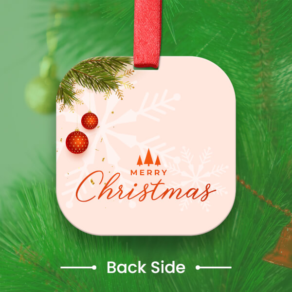 Custom Light Pink Rounded Square Acrylic Baubles Ornament - alternate view
