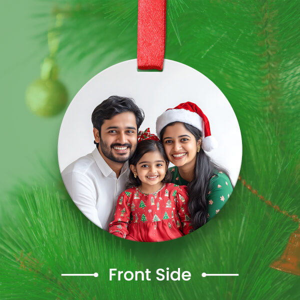 Custom White Circle Acrylic Gold Snowflake Ornament