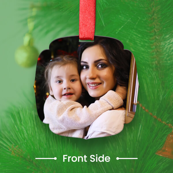 Custom Light Blue Scalloped Acrylic Santa Elf Ornament