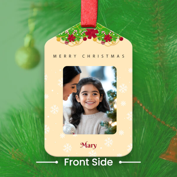 Custom Pale Yellow Tapered Tag Acrylic Script Ornament