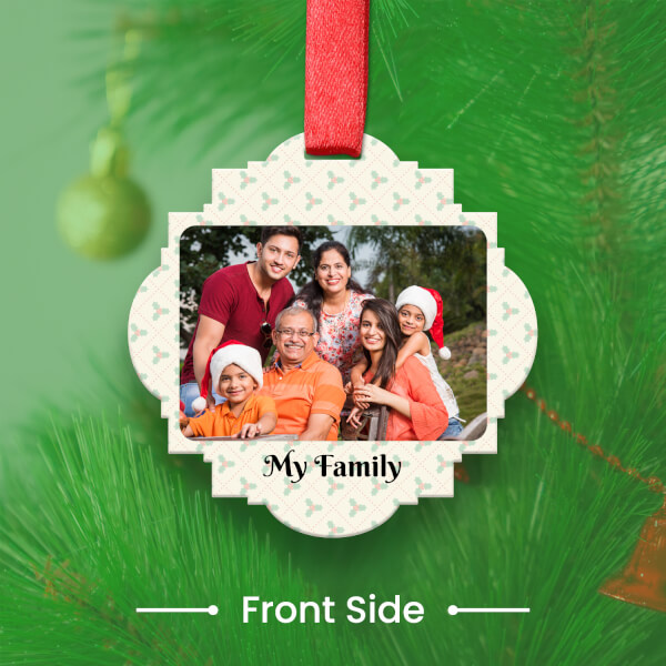 Custom Cream Ornate Plaque Acrylic Holly Ornament