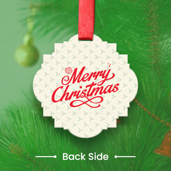 Custom Cream Ornate Plaque Acrylic Holly Ornament - alternate view