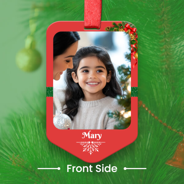 Custom Red Curved Banner Acrylic Santa Scene Ornament