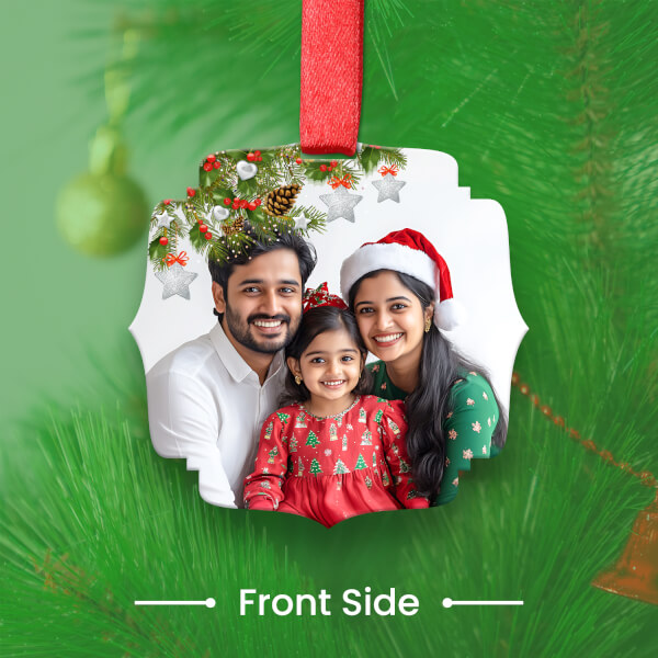 Custom Light Pink Fancy Plaque Acrylic Christmas Tree Ornament