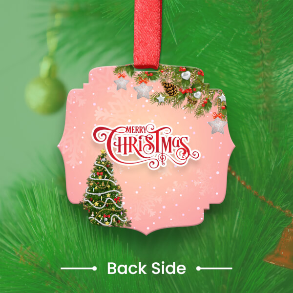 Custom Light Pink Fancy Plaque Acrylic Christmas Tree Ornament - alternate view