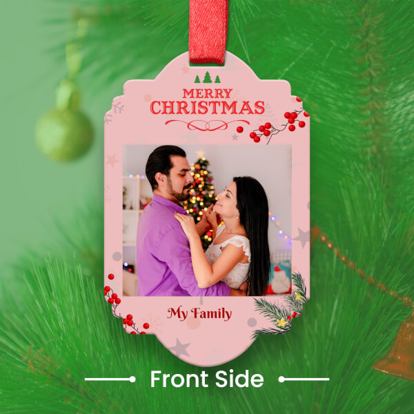 Custom Dusty Rose Picture Frame Acrylic Berry Ornament