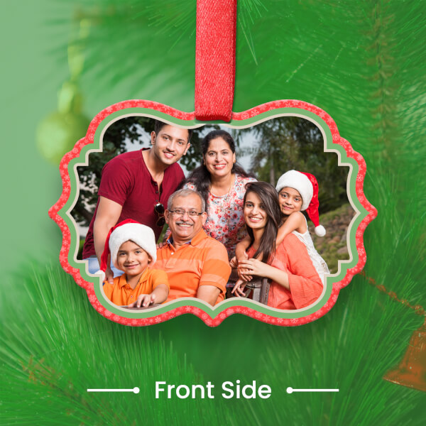 Custom Red Green Horizontal Acrylic Ornate Label Ornament