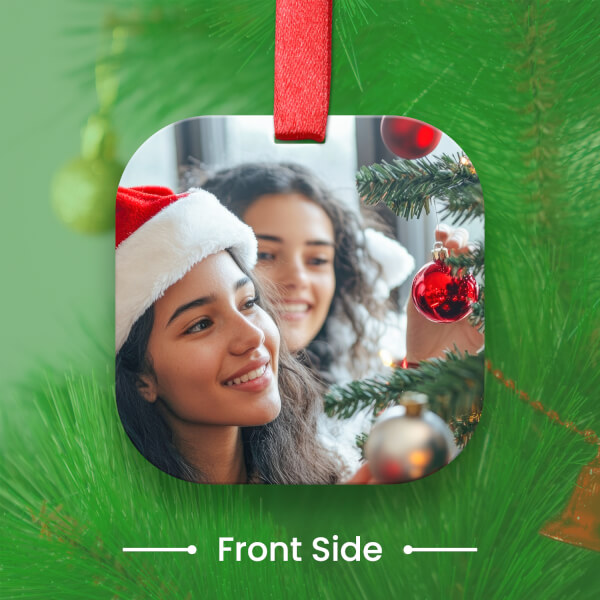 Custom Red Rounded Square Acrylic Santa List Ornament