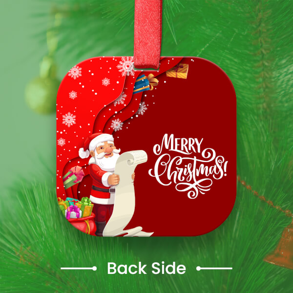 Custom Red Rounded Square Acrylic Santa List Ornament - alternate view