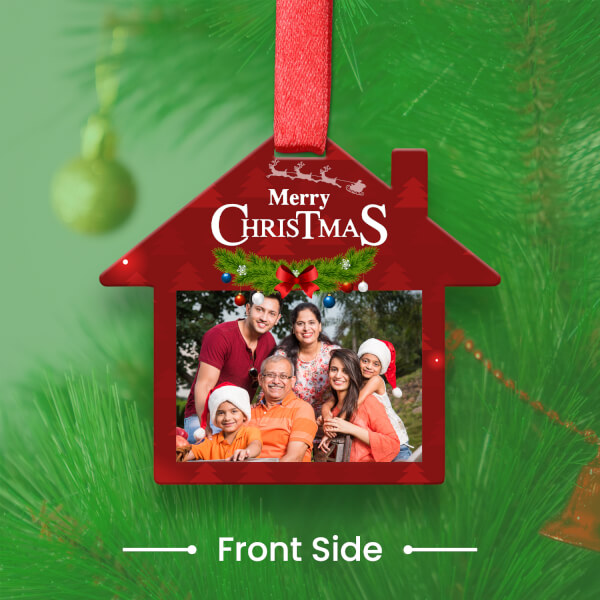 Custom Deep Red House Shape Acrylic Garland Ornament