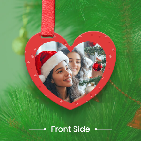 Custom Bright Red Heart Acrylic Christmas Sparkle Ornament