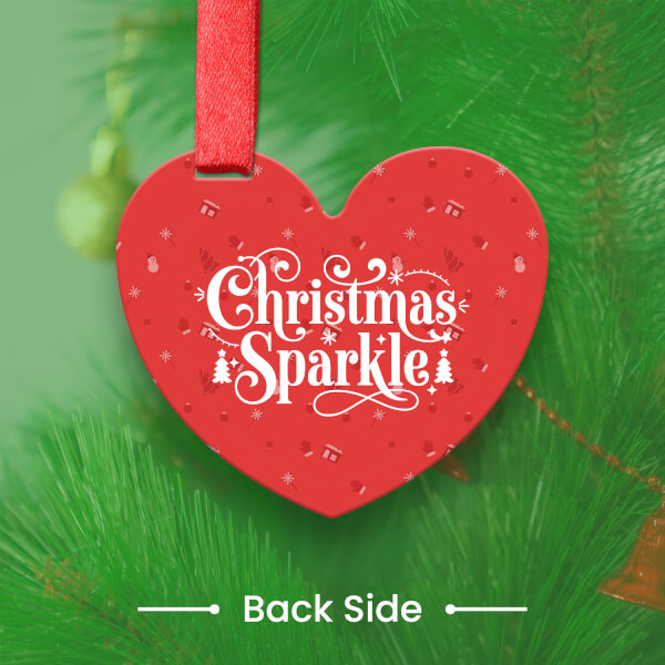 Custom Bright Red Heart Acrylic Christmas Sparkle Ornament - alternate view