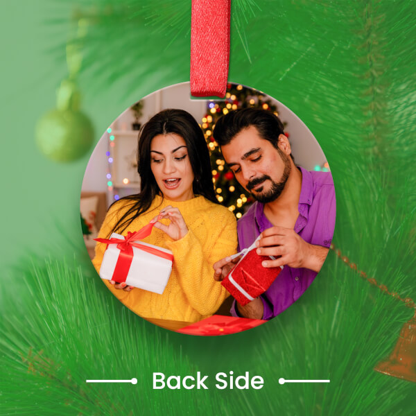 Custom Full Picture Upload Round Shaped Acrylic Wreath Frame Ornament - alternate view