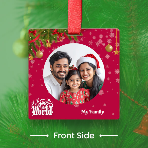 Custom Deep Magenta Square Acrylic Joy World Ornament