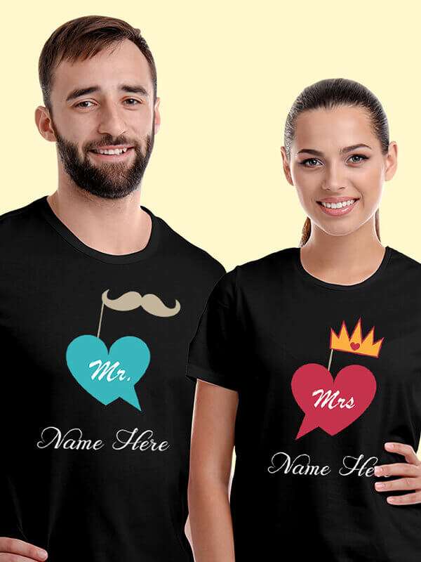 Custom Mr And Mrs With Name Couples T Shirt Black Color