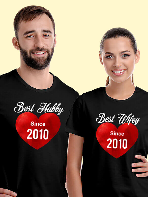Custom Wifey Hubby Personalised Couples T Shirt Black Color