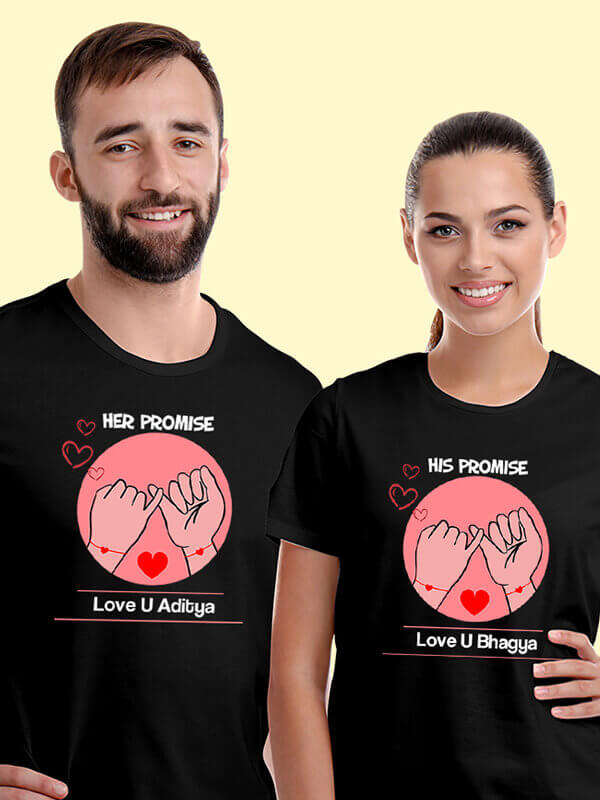 Custom His And Hers Promise Couples T Shirt Black Color