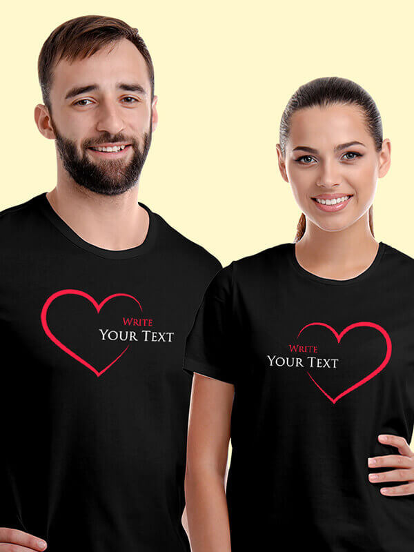 Custom Black Love with Your Names On Black Color Personalized Couple T-Shirt