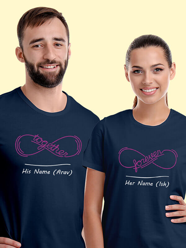 Custom Together Forever Honeymoon Couples T Shirt Navy Blue Color