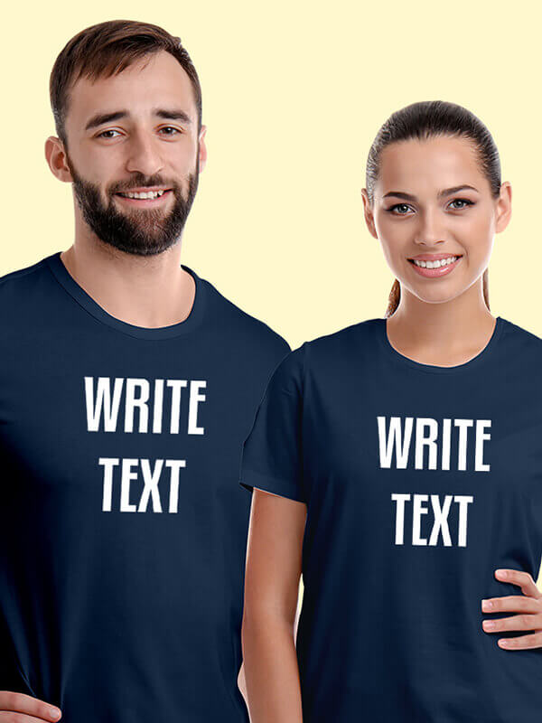 Custom Your Name On Navy Blue Color Personalized Couple T-Shirt