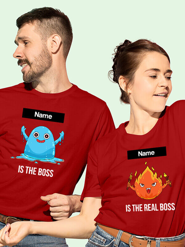 Custom The Boss Real Boss Couples T Shirt Red Color