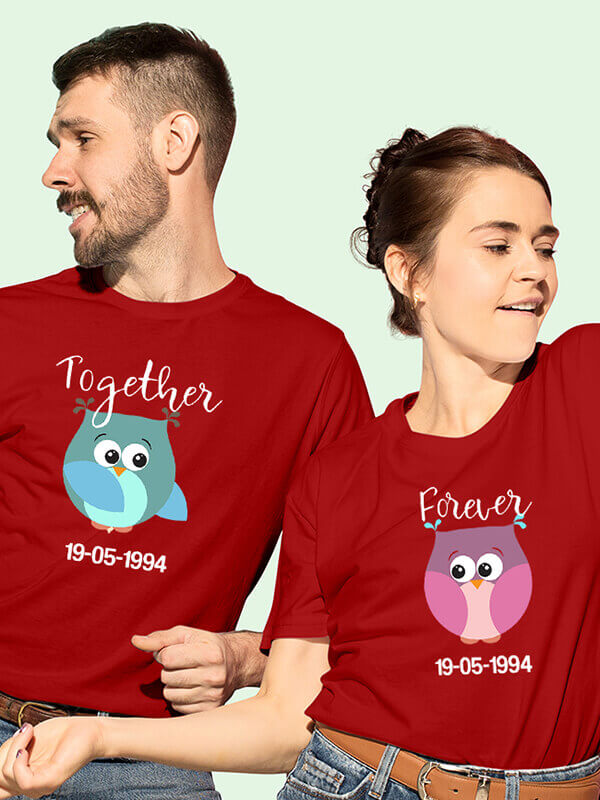 Custom Together Forever Couples T Shirt Red Color