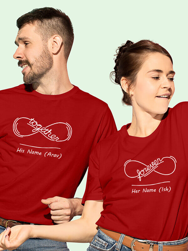 Custom Together Forever Honeymoon Couples T Shirt Red Color