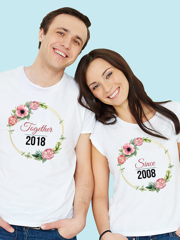 Custom Couples T Shirt Together Since White Color
