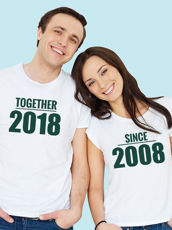 Custom Together Since Couples T Shirts White Color