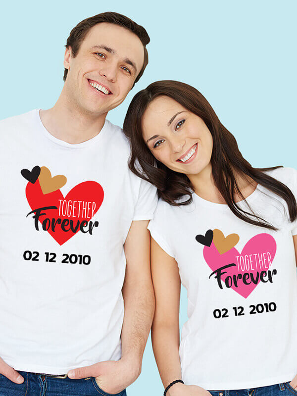 Custom Together Forever Couple T Shirts White Color