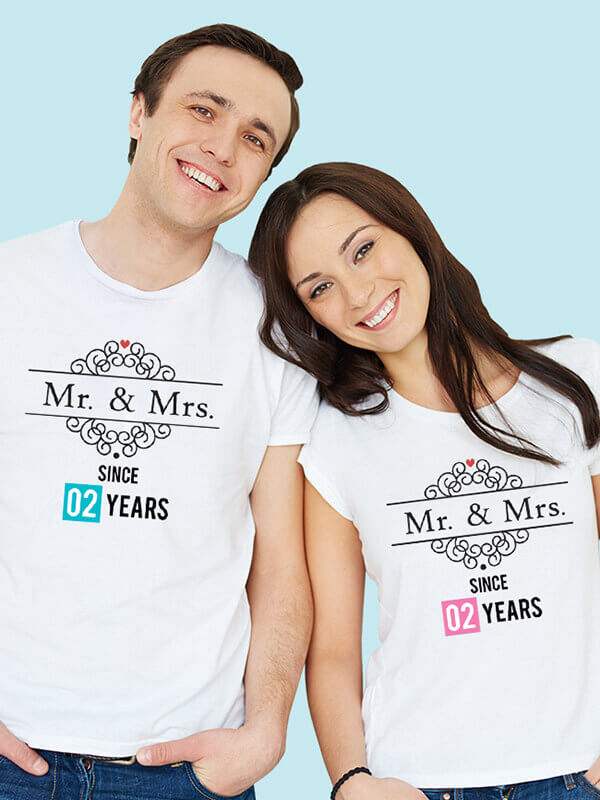 Custom Mr And Mrs Since Year Couples T Shirt White Color