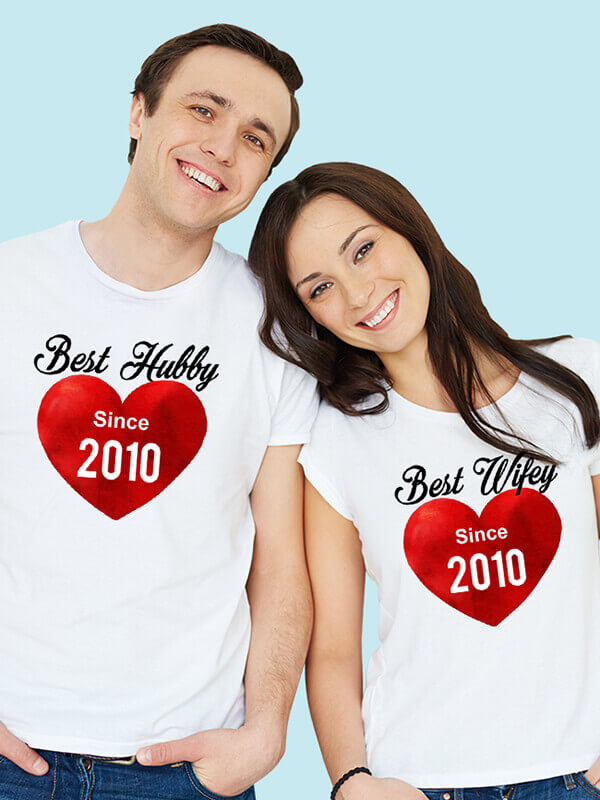 Custom Wifey Hubby Personalised Couples T Shirt White Color