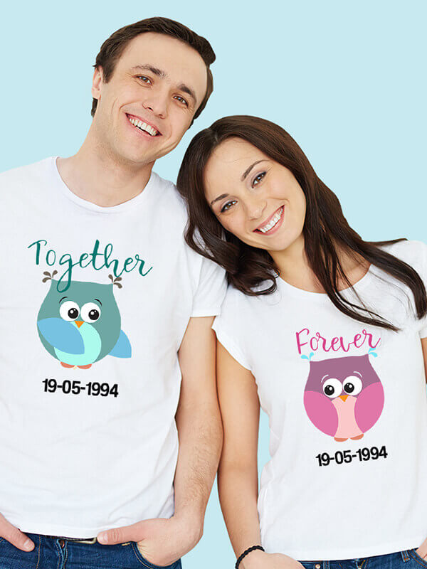 Custom Together Forever Couples T Shirt White Color