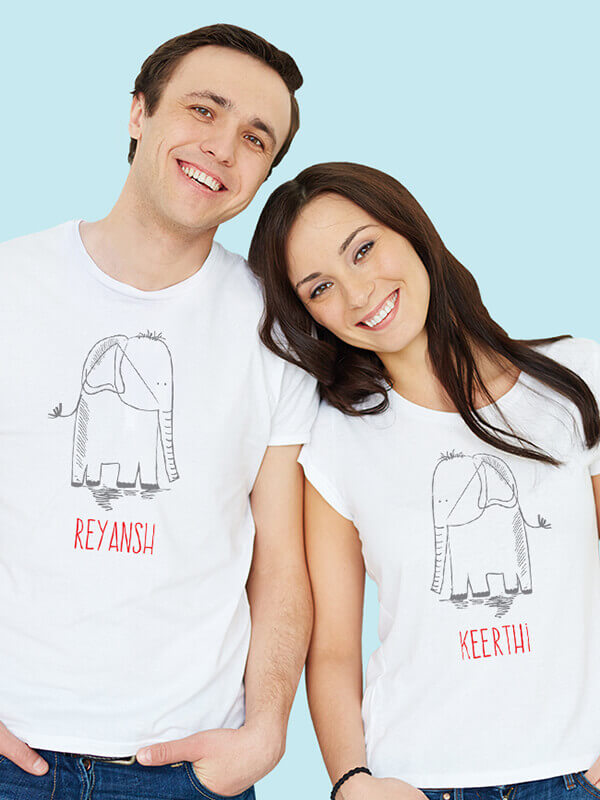 Custom Funny Couples T Shirt White Color