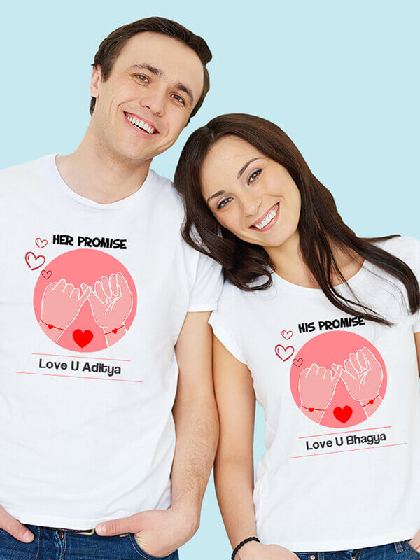 Custom His And Hers Promise Couples T Shirt White Color