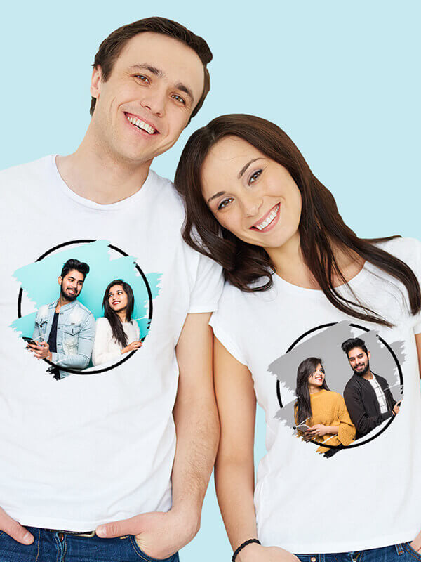 Custom Your Image On White Color Customized Couple Tshirt