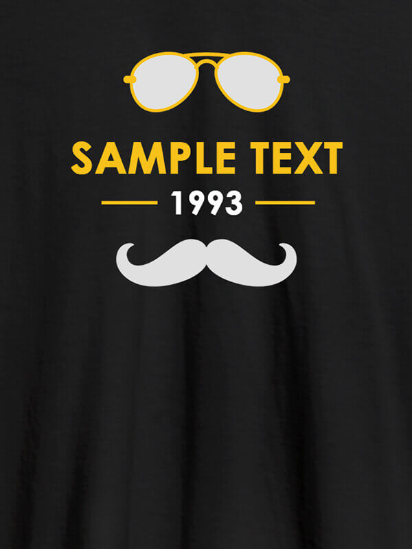 Custom Personalized Moustache Sunglasses Printed Mens T Shirt Black Color