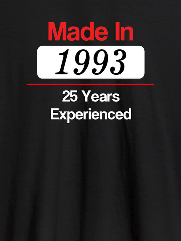 Custom Made In Year Experienced Printed Mens T Shirt Design Black Color