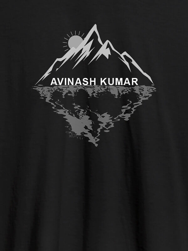 Custom Himalaya Mountain Sunrise Personalised Mens Printed T Shirt Black Color