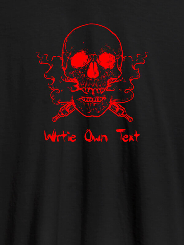 Custom Skull Design with Text On Black Color Personalized Tshirt