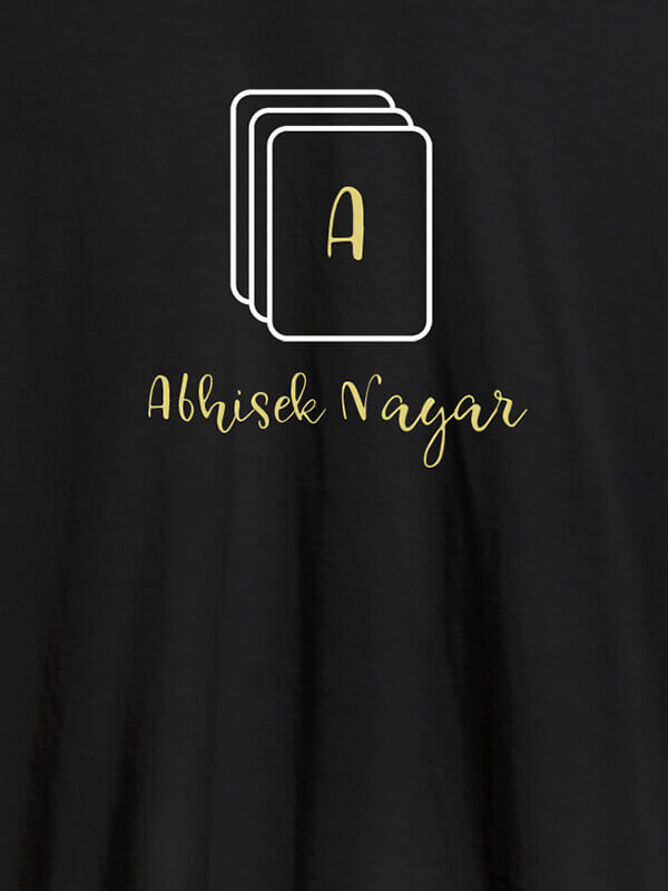 Custom Playing Cards with Initial and Name On Black Color Personalized Tees
