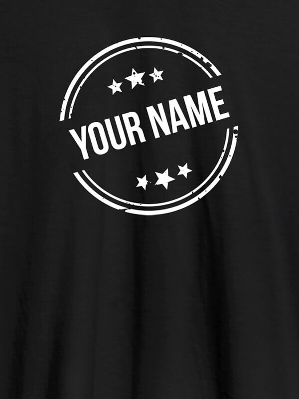 Custom Stamp with Stars Theme and Your Name On Black Color Customized Tshirt for Men
