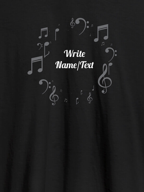 Custom Musical Symbols with Your Name On Black Color Personalized T-Shirt
