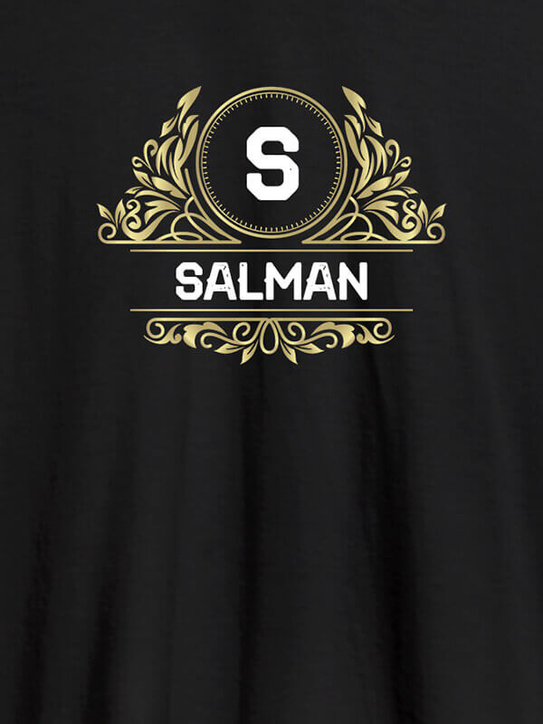 Custom Shield Design with Text and Initial On Black Color Customized Men Tees