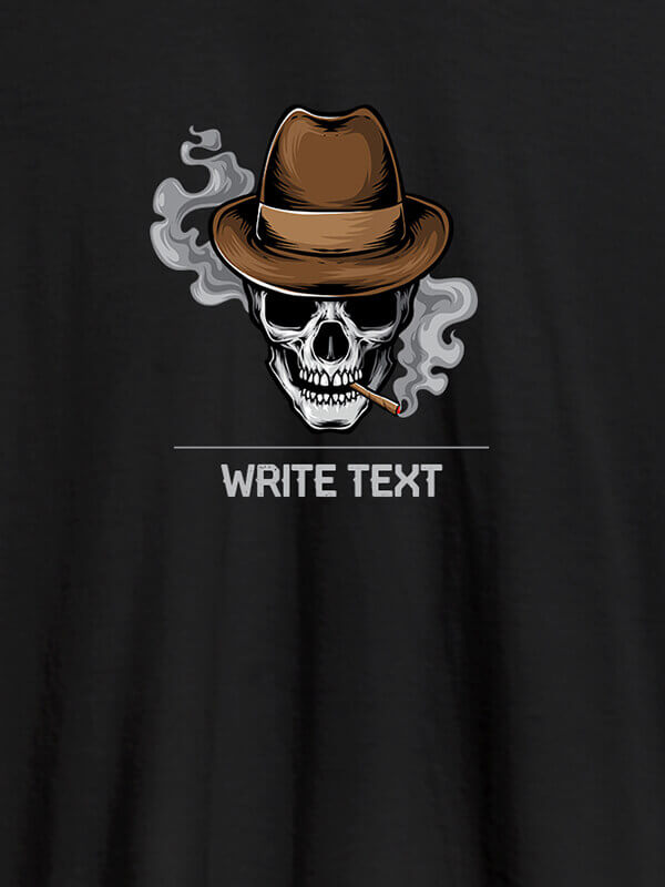 Custom Skull Smoking Theme with Your Text On Black Color Personalized Tees
