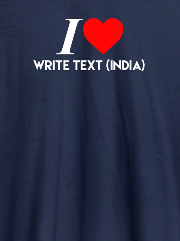 Custom I Love With Name Personalized Printed Mens T Shirt Navy Blue Color
