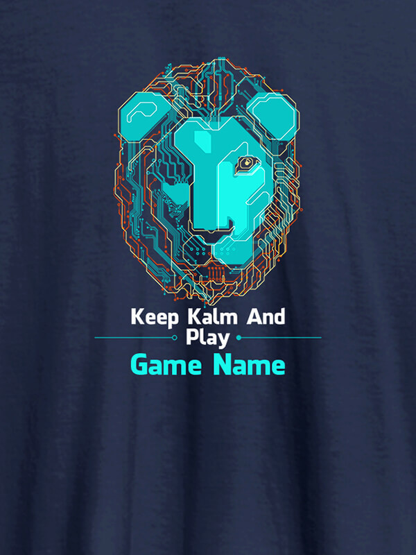 Custom Keep Calm And Play Game Name Personalised Printed Mens T Shirt Navy Blue Color