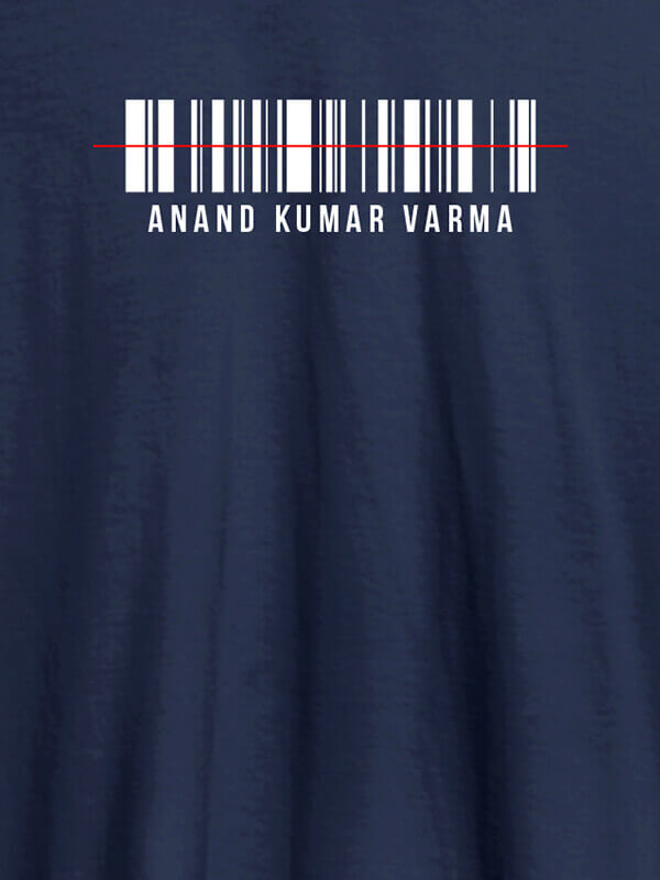 Custom Barcode With Name Personalized Printed Mens T Shirt Navy Blue Color