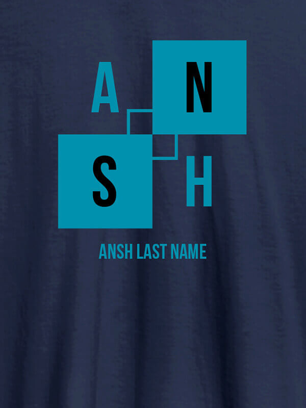 Custom Personalised Mens T Shirt With Last Name Navy Blue Color
