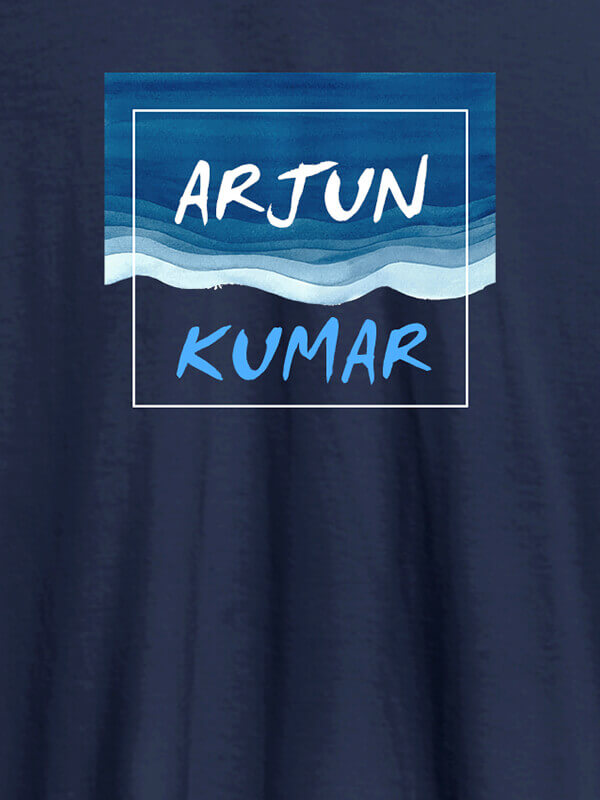 Custom Watercolor Design With Name Personalised Mens T Shirt Navy Blue Color